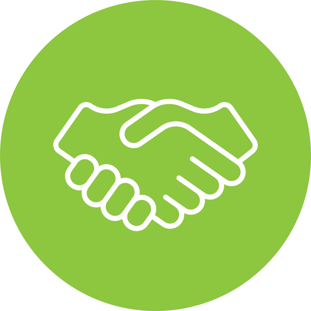 Graphic of two hands locked in a handshake